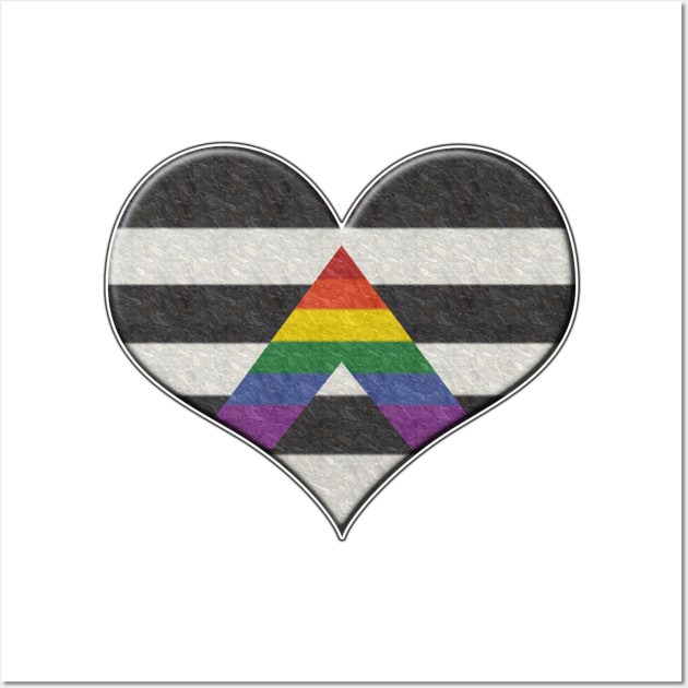 Large LGBT Ally Pride Flag Colored Heart with Ace Symbol Wall Art by LiveLoudGraphics